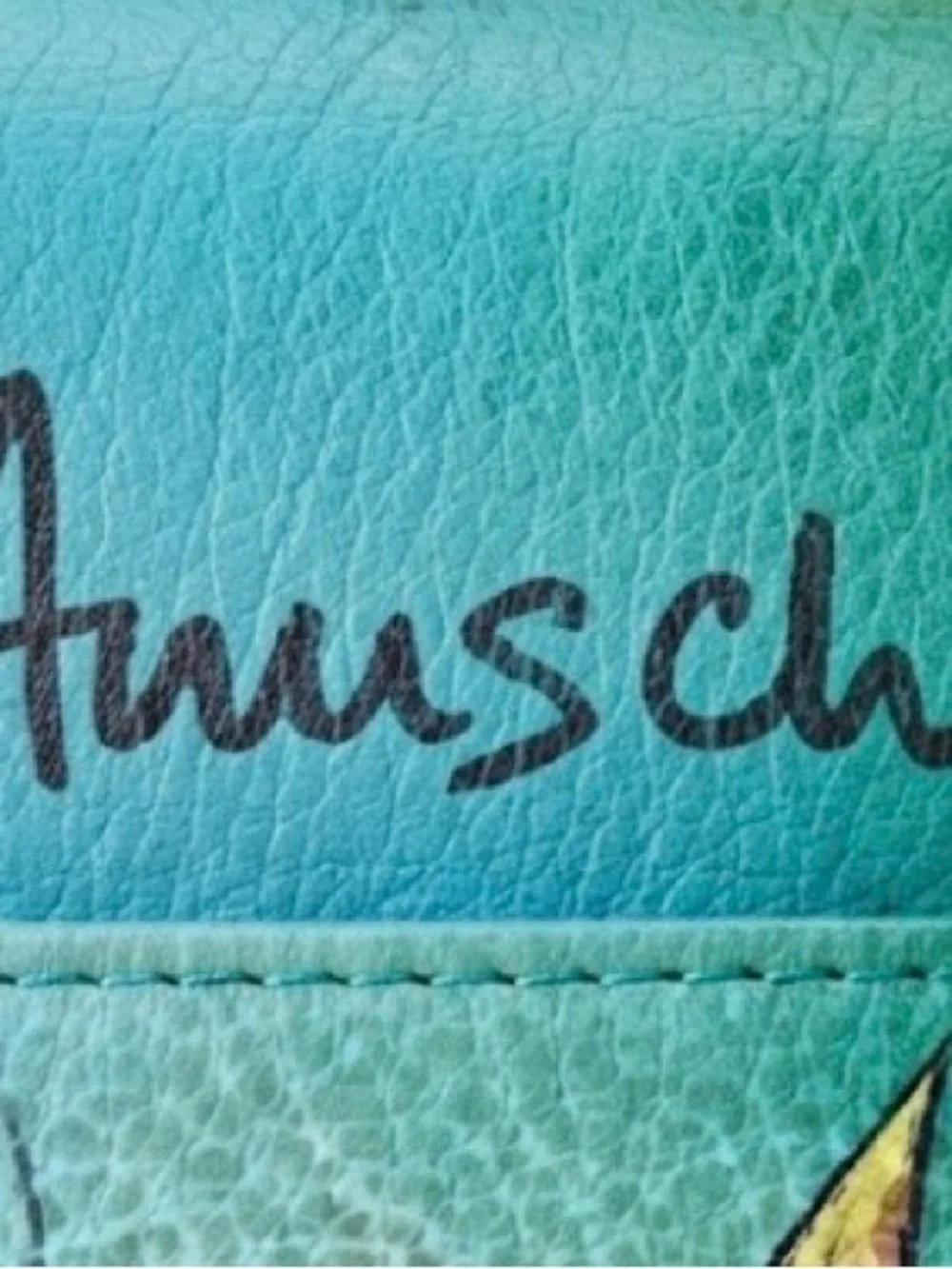 Hand-Painted Teal Crossbody Bag with Tropical Parrot Design